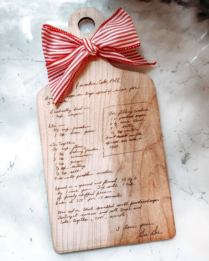 Personalized Handwritten Family Recipe Laser Engraved Cutting Board