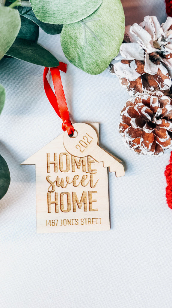Home Sweet Home | Custom Address | Christmas Holiday Ornament | BFCM - Etch Society Etch Society Holiday Ornaments