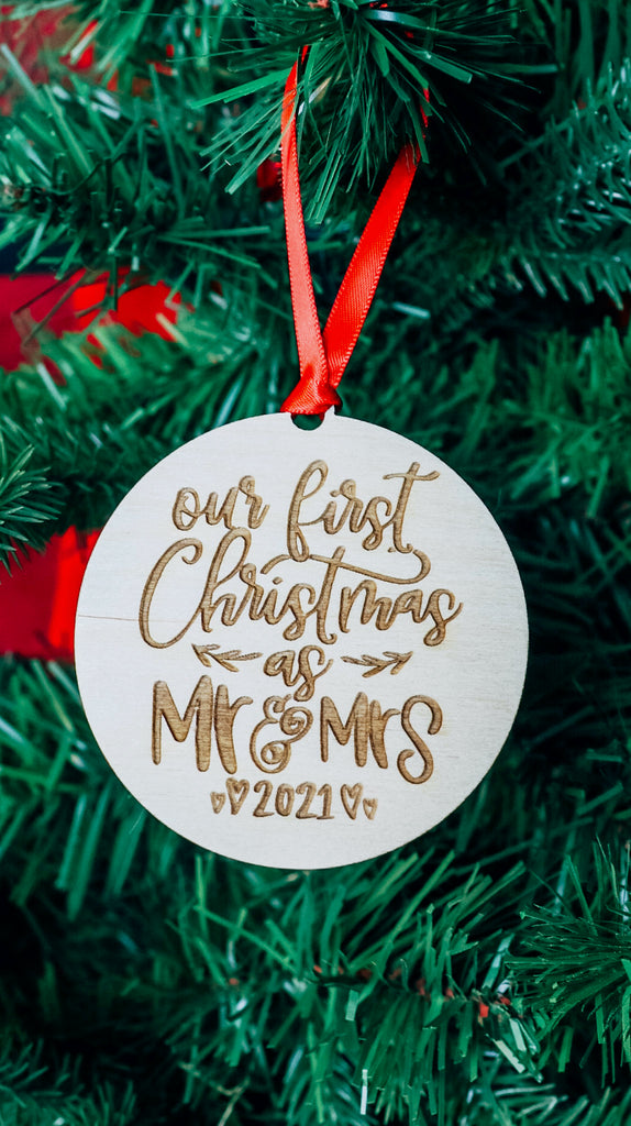 Our First Christmas as Mr & Mrs | Christmas Ornament | BFCM - Etch Society Etch Society Holiday Ornaments
