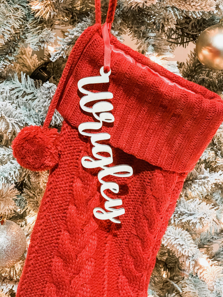 Personalized Christmas Stocking Wood Cutout Name & Gift Tags | BFCM - Etch Society Etch Society Personalized Christmas Stocking