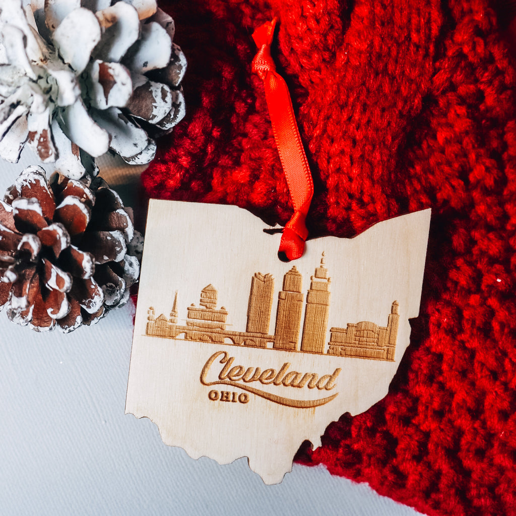 Cleveland Skyline Ohio State Shape | Christmas Ornament | BFCM - Etch Society Etch Society Holiday Ornaments