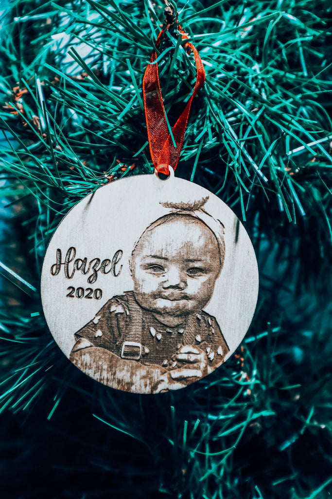 Custom Baby Newborn Portrait Christmas Ornament | BFCM - Etch Society 3x3 Etch Society Holiday Ornaments