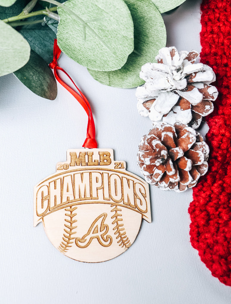 Atlanta B R A V E S 2021 MLB Champions | Christmas Ornament | BFCM - Etch Society Etch Society Holiday Ornaments