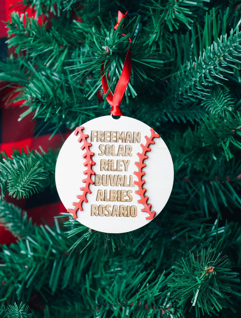 Atlanta B R A V E S 2021 MLB Champions Players | Christmas Ornament | BFCM - Etch Society Ornament Only Etch Society Holiday Ornaments