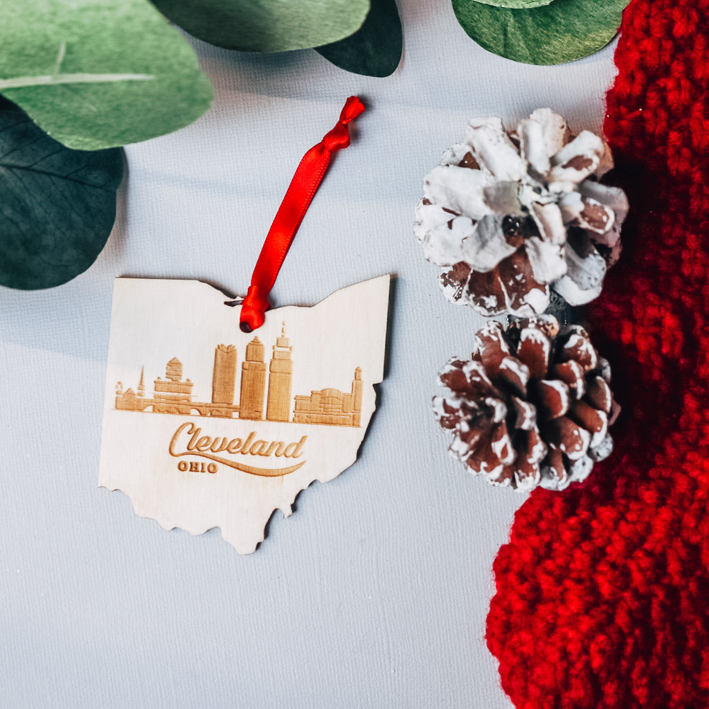 Cleveland Skyline Ohio State Shape | Christmas Ornament | BFCM - Etch Society Etch Society Holiday Ornaments