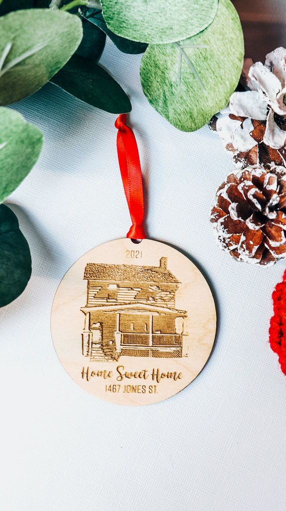 Home Sweet Home Custom House & Address | Christmas Ornament | BFCM - Etch Society Etch Society Holiday Ornaments